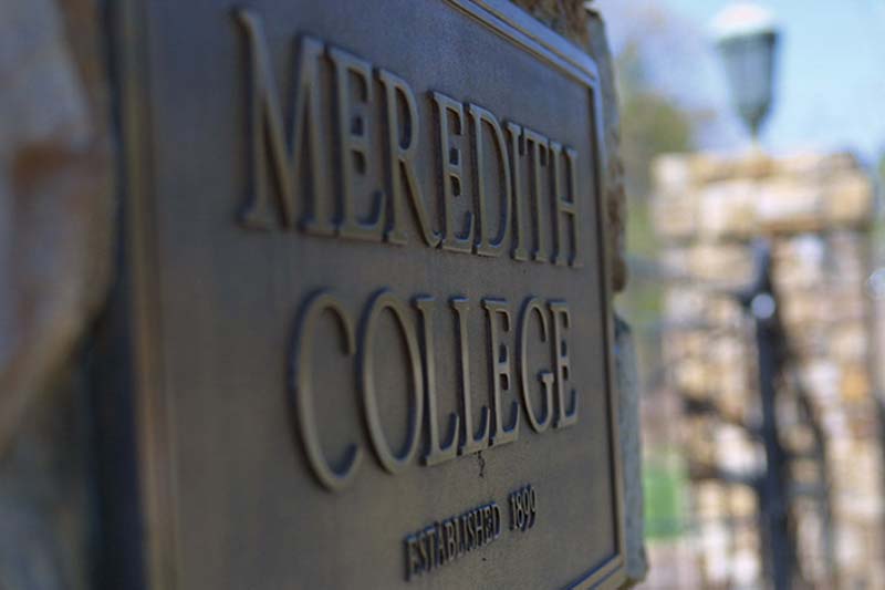 Meredith College sign at front gate